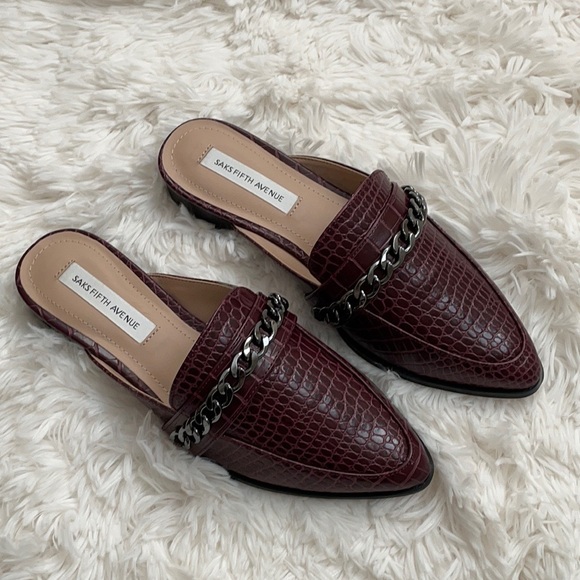 Saks Fifth Avenue Envoy Chain Croc-Print Mules - Picture 3 of 7